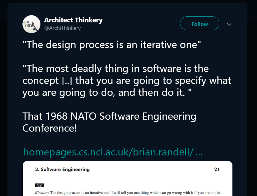NATO conf on sw eng, iterate!